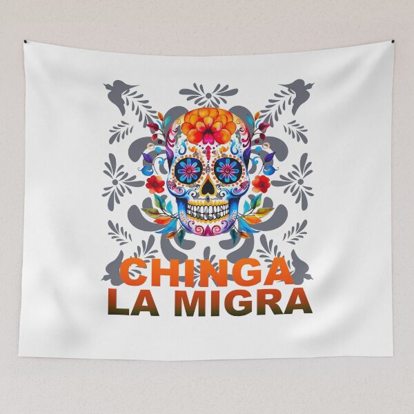 Item preview, Chinga La Migra Sugar Skull Anti-ICE Protest Art designed and sold by thelivingrp.