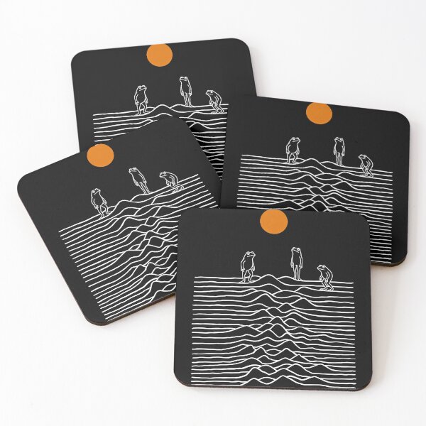 Item preview, Three Frogs Joy Division Minimalist Art Orange Sun Funny Frog designed and sold by Bongocomic.