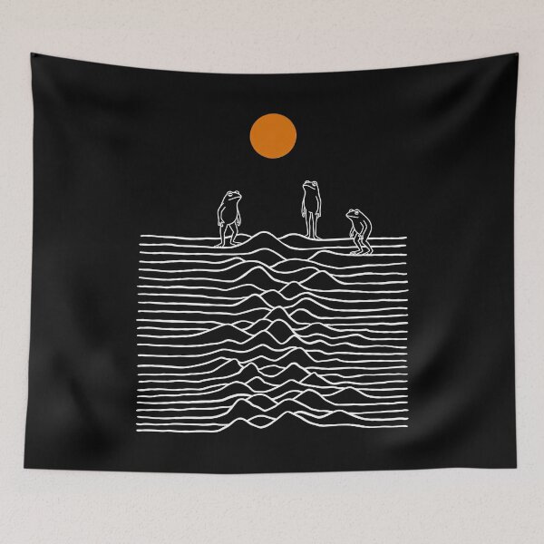 Item preview, Three Frogs Joy Division Minimalist Art Orange Sun Funny Frog designed and sold by Bongocomic.