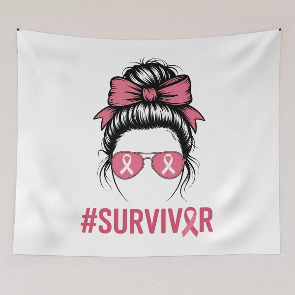 Item preview, Survivor Messy Bun Pink Breast Cancer Awareness designed and sold by EllenJast.