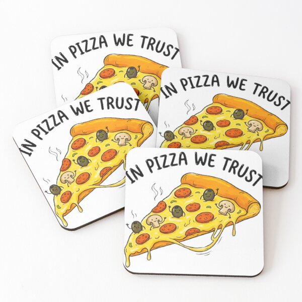 Item preview, In Pizza We Trust Cute Kawaii Slice Food Pun Art designed and sold by MT-Hub | Cute Aesthetic Art, Stickers & Phone Cases.