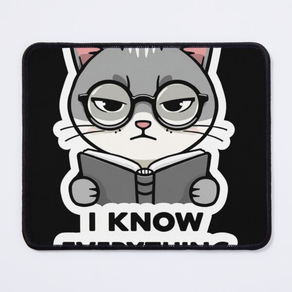 Item preview, Smart Sarcastic Cat Sticker – I Know Everything Funny Cat Meme Cute Nerd Cat Sticker designed and sold by Digital_products_0111.