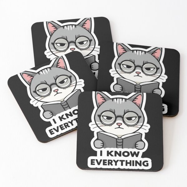 Item preview, Smart Sarcastic Cat Sticker – I Know Everything Funny Cat Meme Cute Nerd Cat Sticker designed and sold by Digital_products_0111.