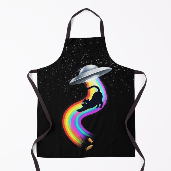 Item preview, Whimsical Black Cat Abduction UFO Rainbow Beam Space Adventure designed and sold by Bongocomic.