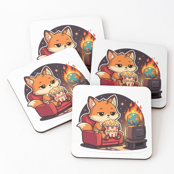 Item preview, Popcorn Fox Sticker | Funny Unbothered Fox Watching  Chaos Sarcastic Nonchalant Humor Sticker designed and sold by ChaosAndChill.