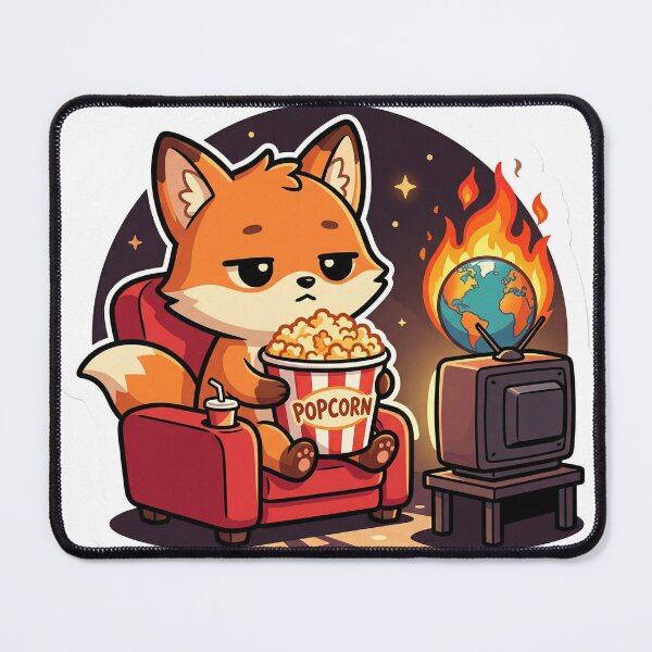 Item preview, Popcorn Fox Sticker | Funny Unbothered Fox Watching  Chaos Sarcastic Nonchalant Humor Sticker designed and sold by ChaosAndChill.