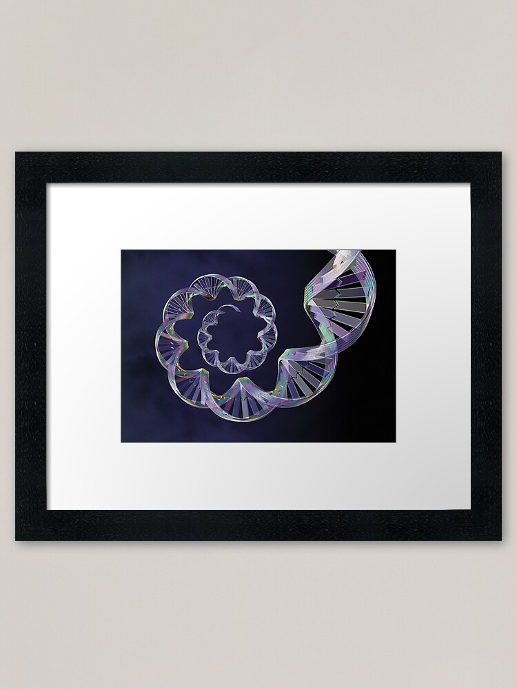 Alternate view of Origins: Double-Helix Blue Spiral DNA Framed Art Print