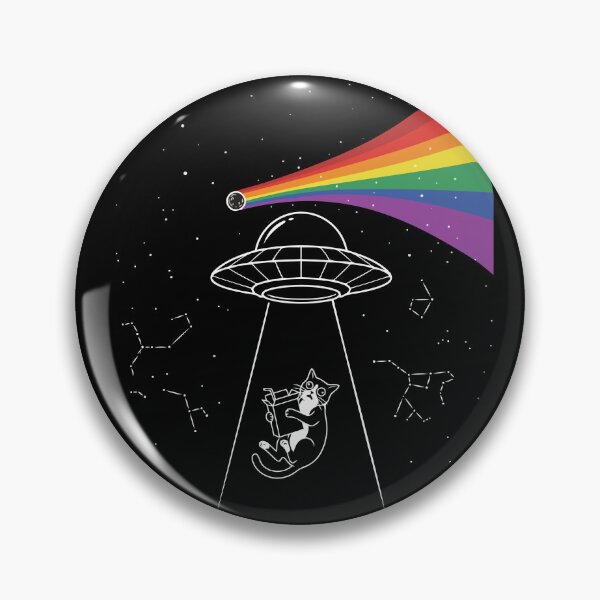 Item preview, Funny Cat UFO Abduction Rainbow Beam Space Design designed and sold by Bongocomic.