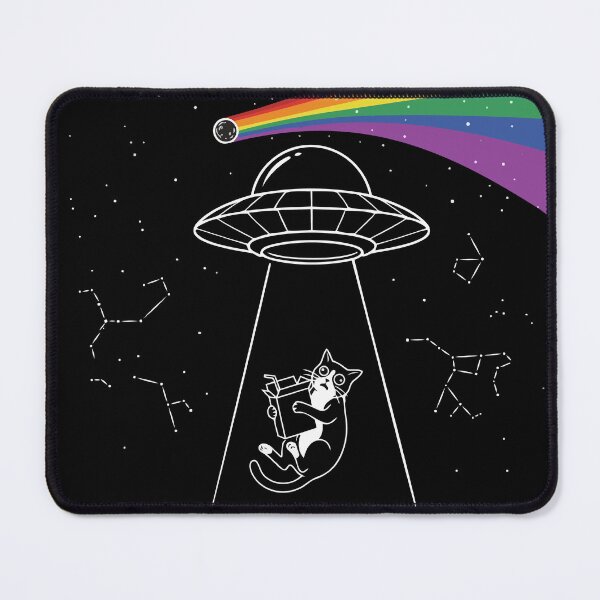 Item preview, Funny Cat UFO Abduction Rainbow Beam Space Design designed and sold by Bongocomic.