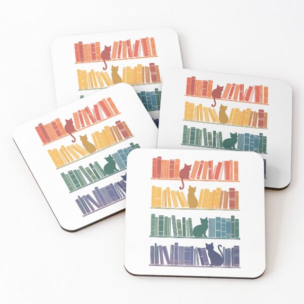 Item preview, Colorful Cats And Books Lino Print Bookish Books Reading Animal Lover Autumn Cozy designed and sold by IdunayaStore.