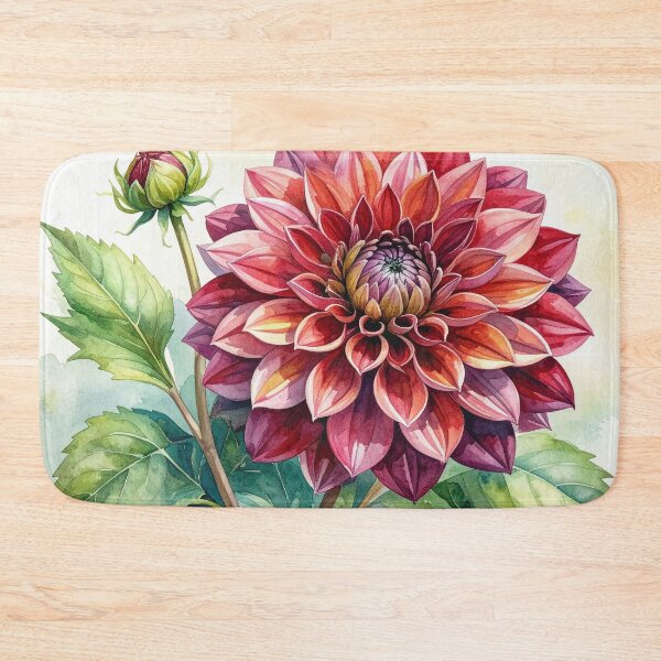 Item preview, Red Dahlia Botanical Watercolor Illustration designed and sold by Rutvain.