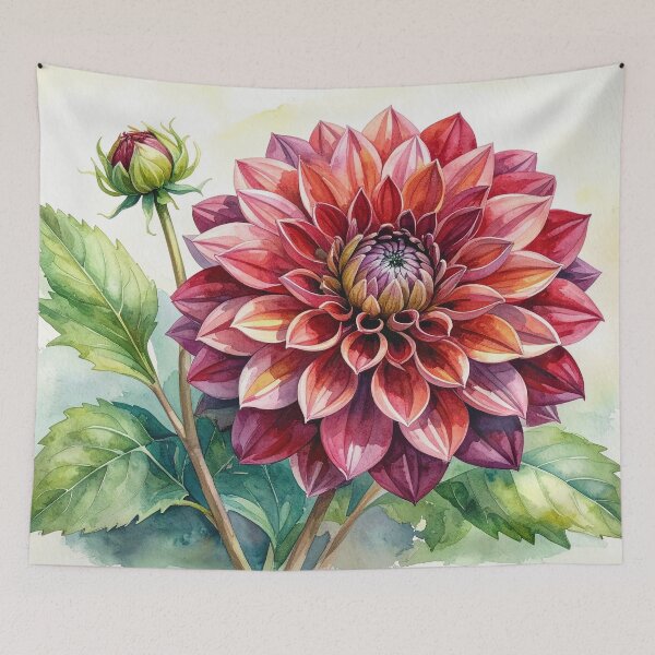 Item preview, Red Dahlia Botanical Watercolor Illustration designed and sold by Rutvain.