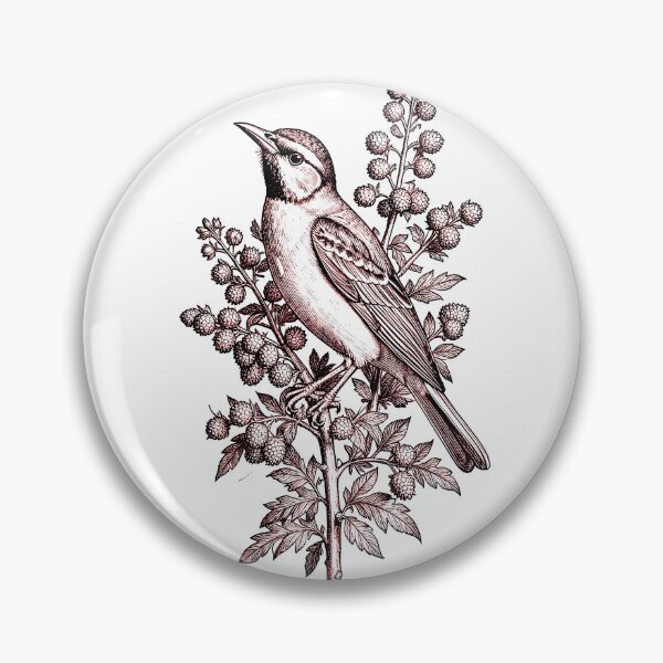 Item preview, Regency Era Sparrow on Thistle Branch Vintage Engraving Cottagecore Print designed and sold by LanaGustavsson.