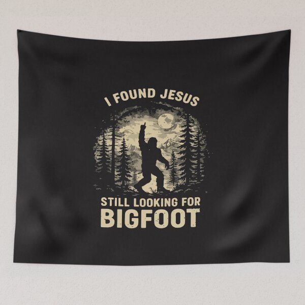 Item preview, I Found Jesus Still Looking for Bigfoot Funny Christian Faith Humor Design designed and sold by kiralynstration.