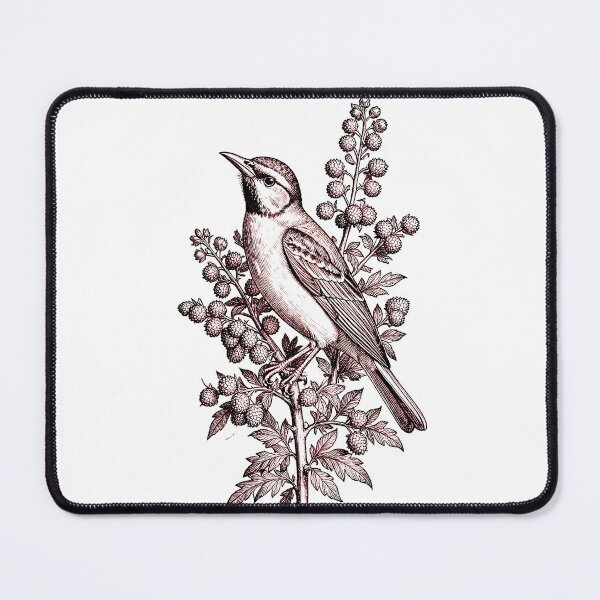 Item preview, Regency Era Sparrow on Thistle Branch Vintage Engraving Cottagecore Print designed and sold by LanaGustavsson.