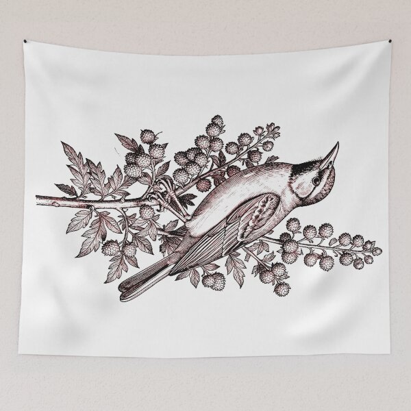 Item preview, Regency Era Sparrow on Thistle Branch Vintage Engraving Cottagecore Print designed and sold by LanaGustavsson.