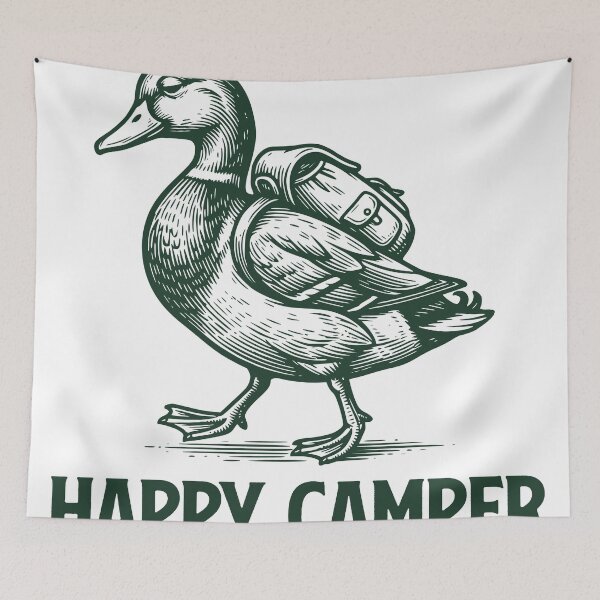 Item preview, Happy Camper Duck Shirt, Camping Duck Design, Content Mood Animal Graphic Tee, Outdoor Nature Aesthetic Shirt designed and sold by TeeVerse27.