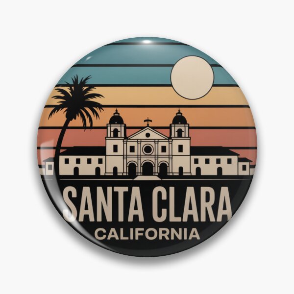 Item preview, Santa Clara California: Retro Mission Skyline Badge designed and sold by CircinusStore.