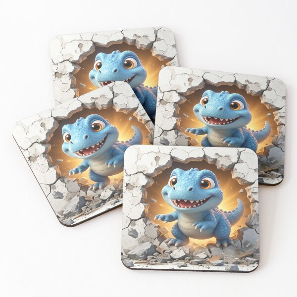 Item preview, graphic t shirt  Cute baby blue dinosaur breaking through a cracked wall, designed and sold by krujoArt.