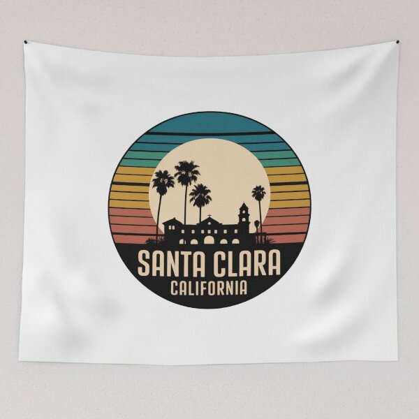 Item preview, Santa Clara California: Retro Mission Palm Skyline Badge designed and sold by CircinusStore.