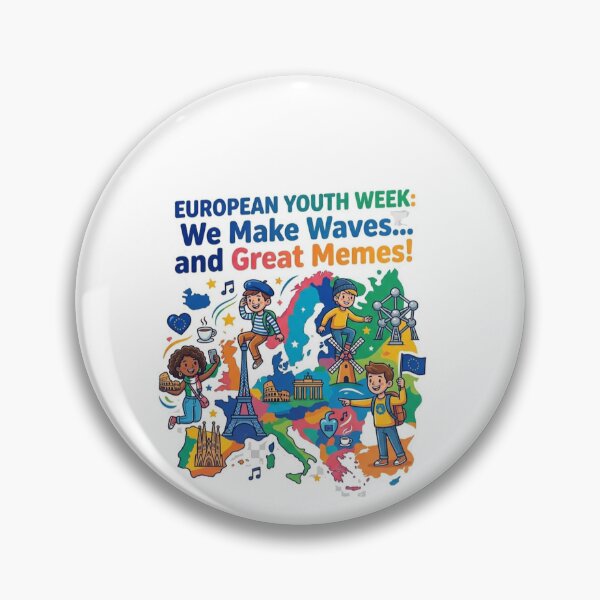 Item preview, European Youth Week – We Make Waves & Great Memes | Fun Europe Travel Cartoon Design designed and sold by Sushikidsntod.