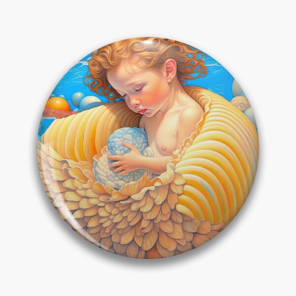 Item preview, Mermaid Baby Playing with Seashells Hyperrealistic Fantasy Ocean Art designed and sold by LanaGustavsson.