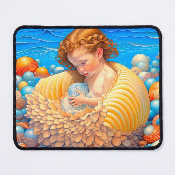 Item preview, Mermaid Baby Playing with Seashells Hyperrealistic Fantasy Ocean Art designed and sold by LanaGustavsson.