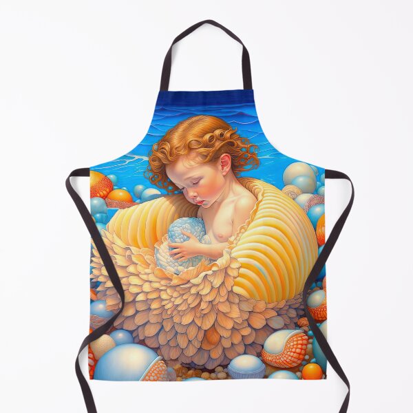 Item preview, Mermaid Baby Playing with Seashells Hyperrealistic Fantasy Ocean Art designed and sold by LanaGustavsson.