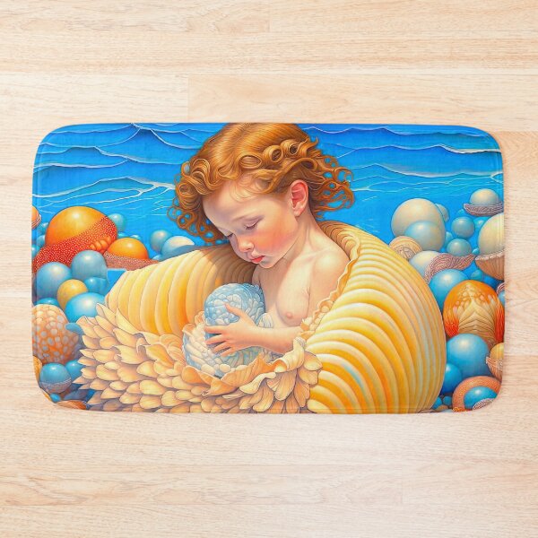 Item preview, Mermaid Baby Playing with Seashells Hyperrealistic Fantasy Ocean Art designed and sold by LanaGustavsson.