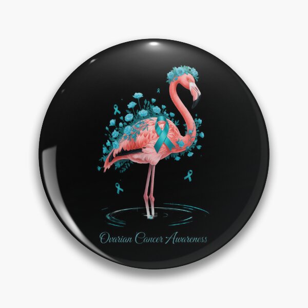 Item preview, Teal Flamingo Ribbon Ovarian Cancer Awareness November designed and sold by EllenJast.