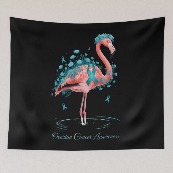 Item preview, Teal Flamingo Ribbon Ovarian Cancer Awareness November designed and sold by EllenJast.