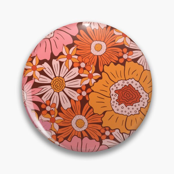 Item preview, 70s Style Orange and Pink Floral Pattern Groovy Vibes Retro Vintage Daisy FlowersDesign designed and sold by CreativeCanvas8.