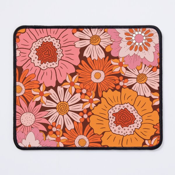 Item preview, 70s Style Orange and Pink Floral Pattern Groovy Vibes Retro Vintage Daisy FlowersDesign designed and sold by CreativeCanvas8.