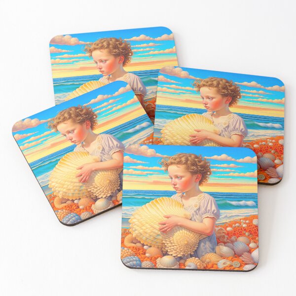 Item preview, Mermaid Baby Playing with Seashells Hyperrealistic Fantasy Ocean Art designed and sold by LanaGustavsson.