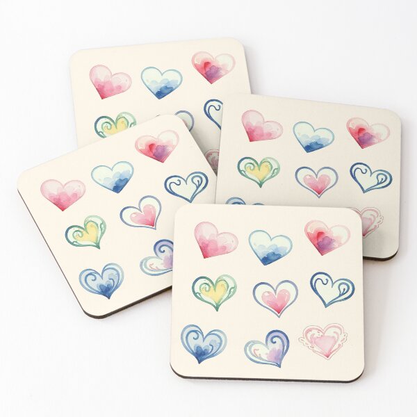 Item preview, Soft Love Collection Colorful Watercolor Hearts designed and sold by MoxisWatercolor.