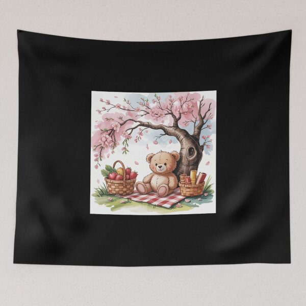 Item preview, Bear Having A Picnic Under A Tree. Blanket Basket Fruits designed and sold by FaithAbbott.