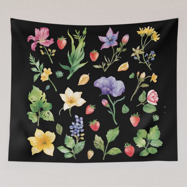 Item preview, Wildflowers and strawberries watercolor set designed and sold by uunaa.