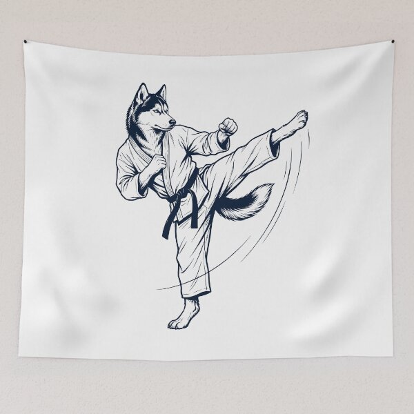 Item preview, Vintage Siberian Husky Doing Karate Martial Art Dog Lover designed and sold by TerryConnells.