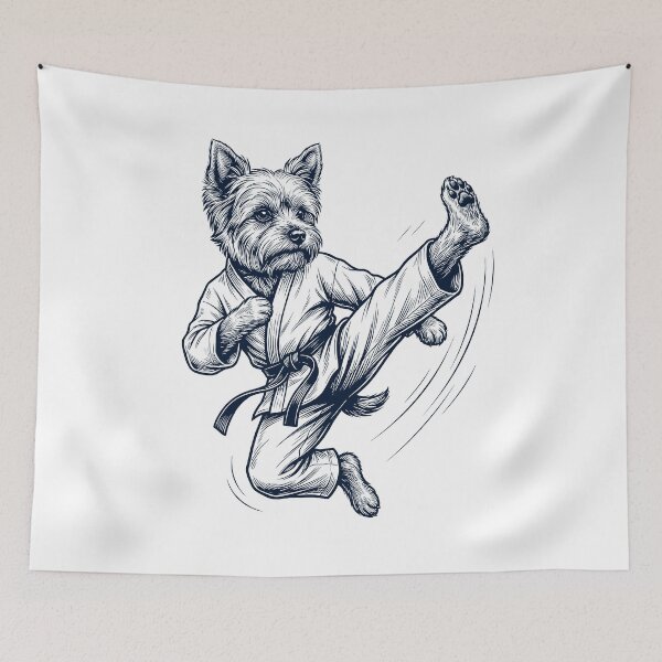 Item preview, Vintage Yorkshire Terrier Doing Karate Martial Art Dog Lover designed and sold by TerryConnells.