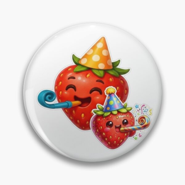 Item preview, Cute 3D Party Strawberry Stickers - Happy Birthday Fruit Characters designed and sold by Sticker Art Shop.