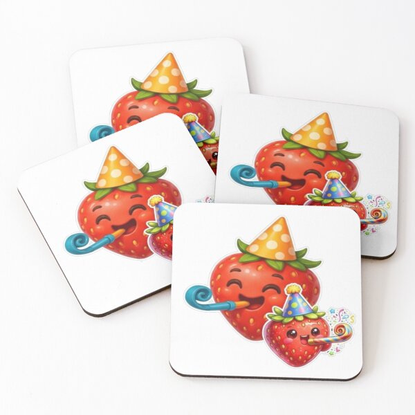 Item preview, Cute 3D Party Strawberry Stickers - Happy Birthday Fruit Characters designed and sold by Sticker Art Shop.