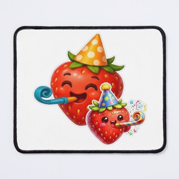 Item preview, Cute 3D Party Strawberry Stickers - Happy Birthday Fruit Characters designed and sold by Sticker Art Shop.