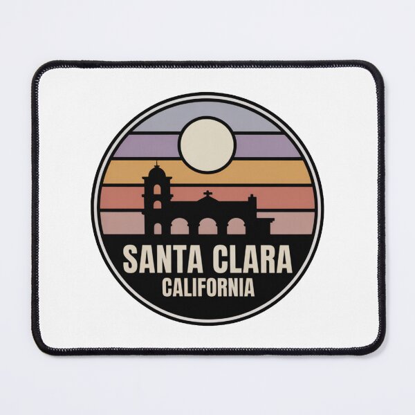 Item preview, Santa Clara California: Retro Mission Gradient Sunset Badge designed and sold by CircinusStore.