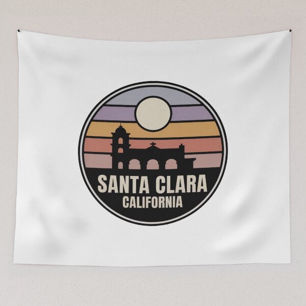 Item preview, Santa Clara California: Retro Mission Gradient Sunset Badge designed and sold by CircinusStore.