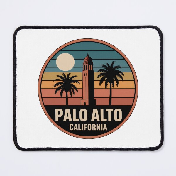 Item preview, Palo Alto California: Retro Tower Palm Sunset Badge designed and sold by CircinusStore.