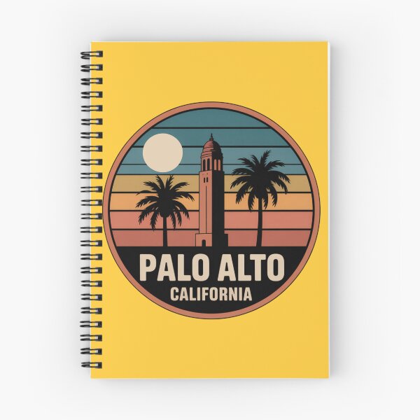 Item preview, Palo Alto California: Retro Tower Palm Sunset Badge designed and sold by CircinusStore.
