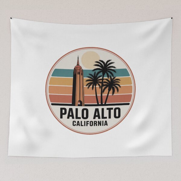 Item preview, Palo Alto California: Retro Tower Sunset Circle Badge designed and sold by CircinusStore.