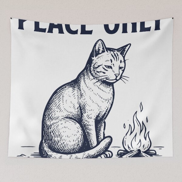 Item preview, Peace Only Cat Shirt, Calm Camping Cat Design, Relaxed Mood Animal Graphic Tee, Minimal Chill Aesthetic Outfit designed and sold by TeeVerse27.
