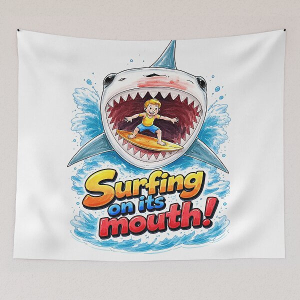 Item preview, shark surfer designed and sold by NubesDesignCH.