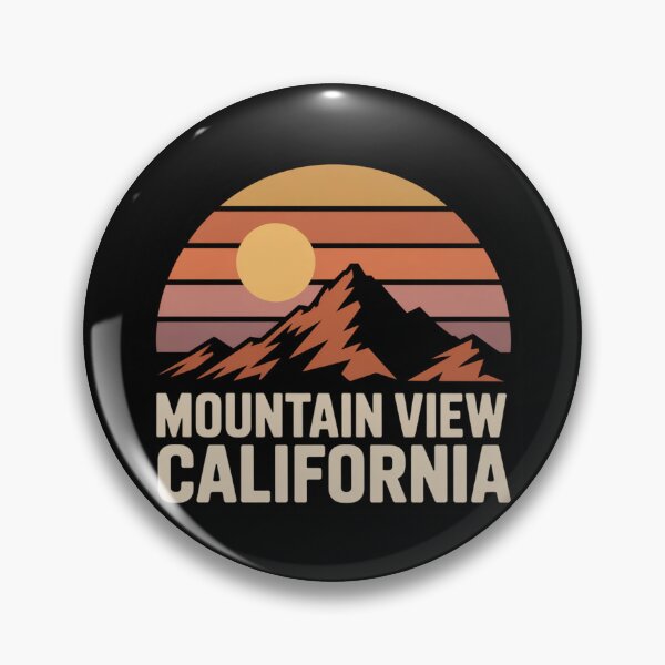 Item preview, Mountain View California: Retro Mountain Sunset Badge designed and sold by CircinusStore.